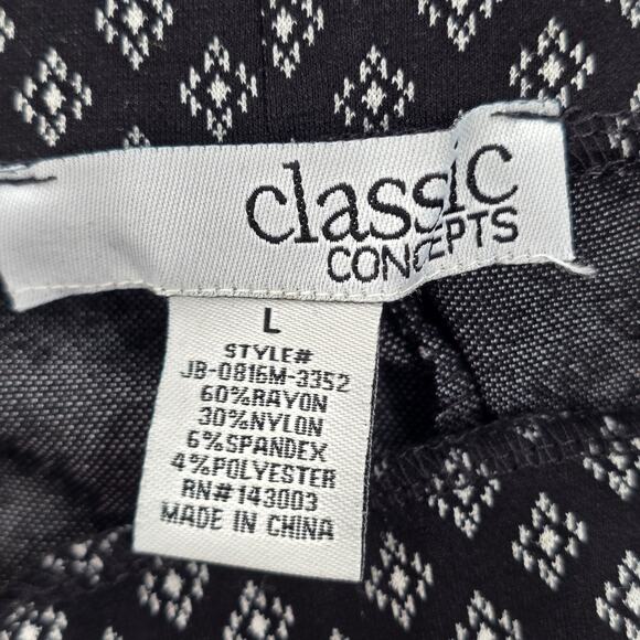 Classic Concepts Black Pull On Stretch Straight Wide Flare Pants L Large - Picture 7 of 7